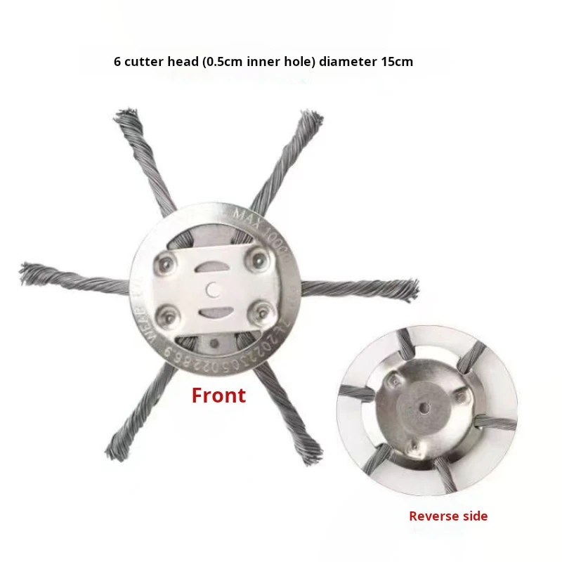 

6inch Steel Wire Wheel Head Grass Trimmer Head Universal Weed Brush Fit Straight Shaft Brushcutter Removal Moss Rust