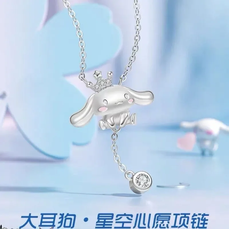 

Sanrio Anime Kawaii Cinnamoroll Anime 925 Sterling Silver Fashion Necklace Female Cute Ins Collarbone Chain Birthday Gifts Toys