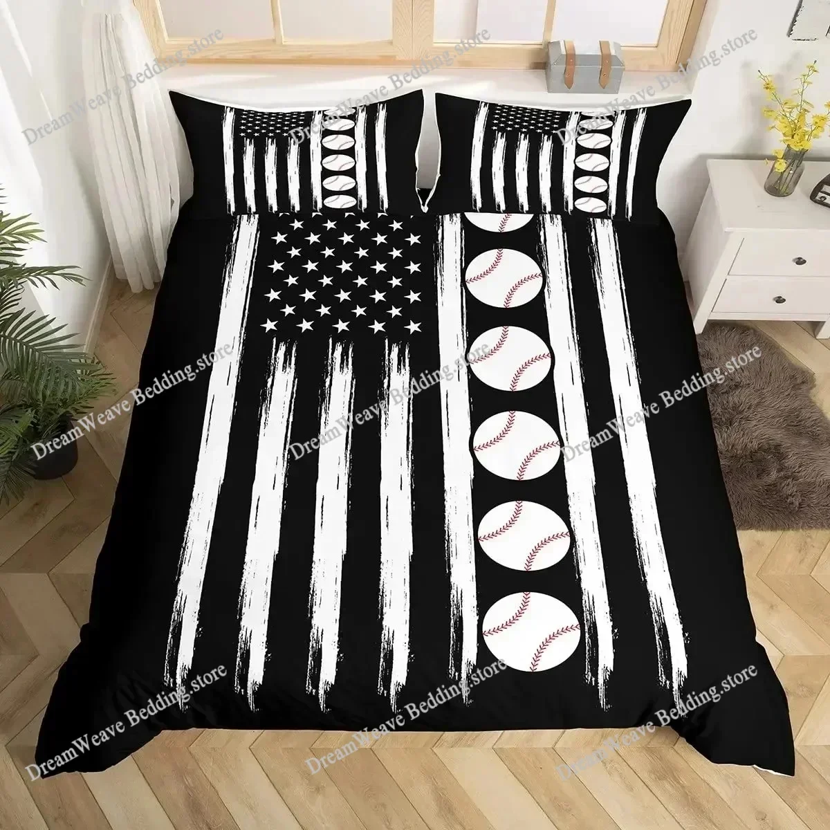 3D Baseball Game King Queen Duvet Cover Ball Sports Theme Bedding Set Athlete Competitive Quilt Cover Polyester Comforter CoverF