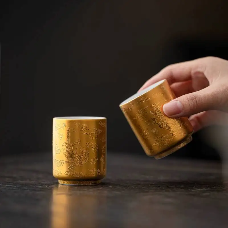 Light Luxury Gilt Personal 24K Pure Master Home Use, Gift Jianzhan Tea Cup, Gold Cup