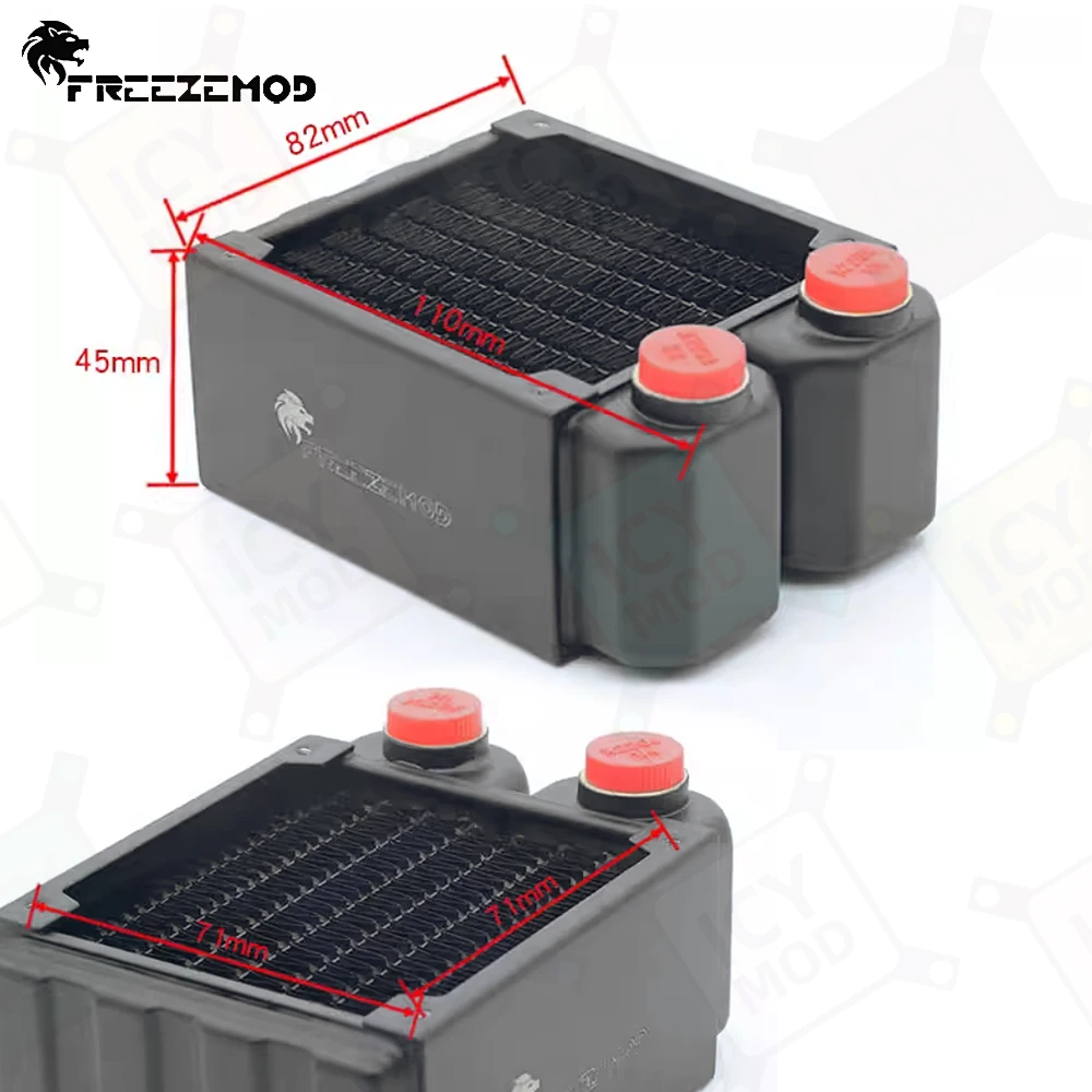 FREEZEMOD 80mm Brass Radiator 45mm Thick Water-cooled MOD Suitable for 8cm Fan Computer Cooling Double Layered Fins TSRP-H80