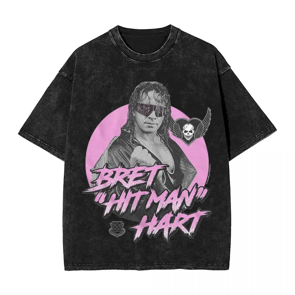 Vintage Bret Hitman Hart T Shirt Hip Hop Washed 100% Cotton Street T-Shirts Novelty Men Women Tops Streetwear Graphic Tops Tees