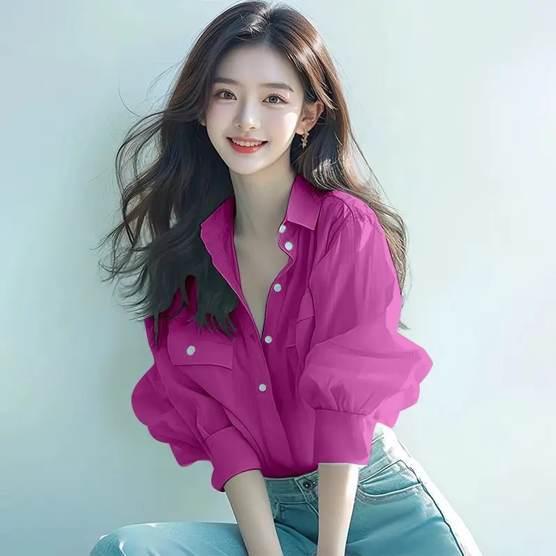 Spring Summer Green Bubble Print Sun Protective Shirt Women's New Fashion High End Top