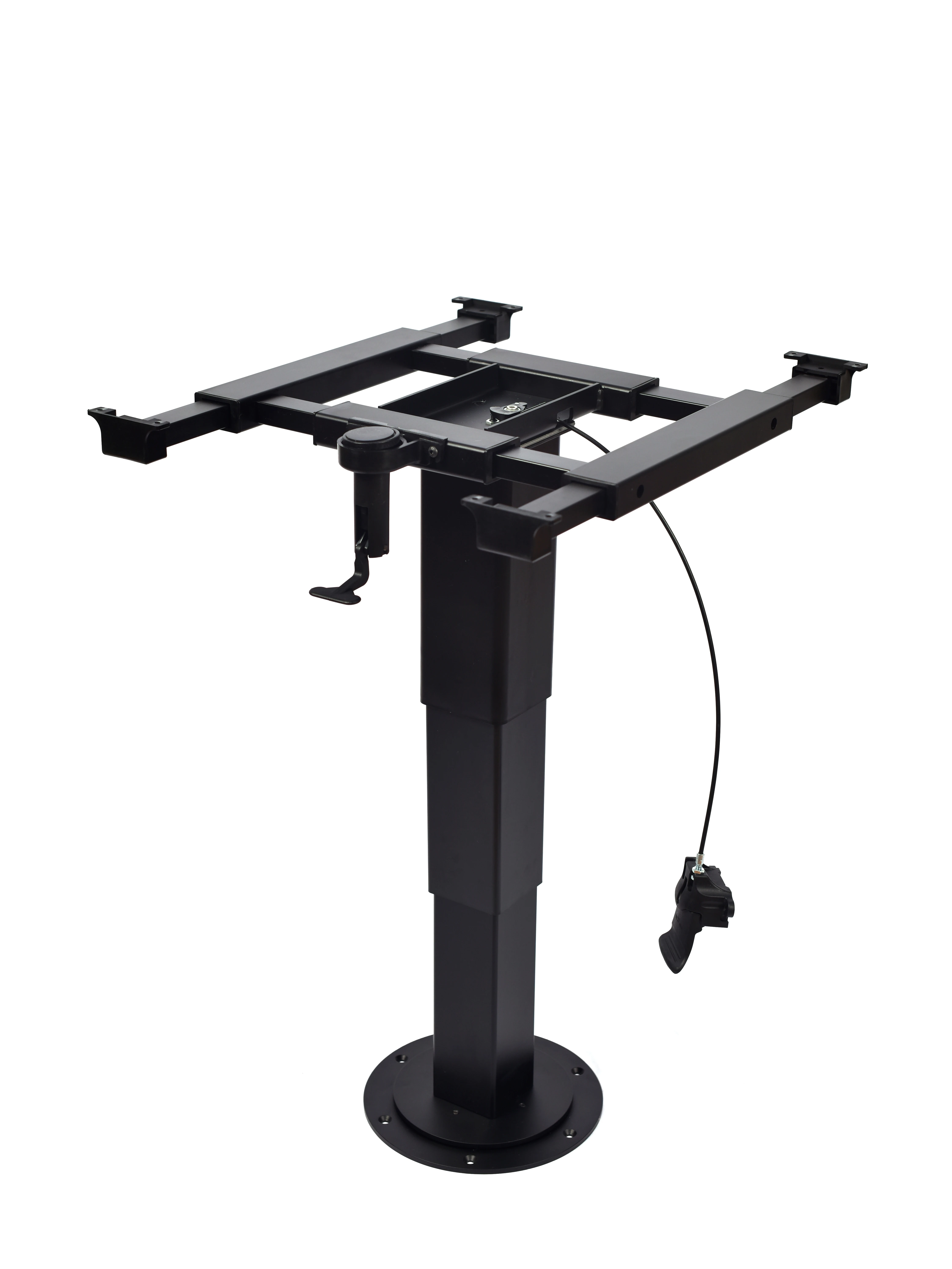 GARBAU High-Adjustable Steel Aluminum Alloy Pneumatic Table Leg 350-745mm Height Range Rotating Chassis Four-way RV/Camper