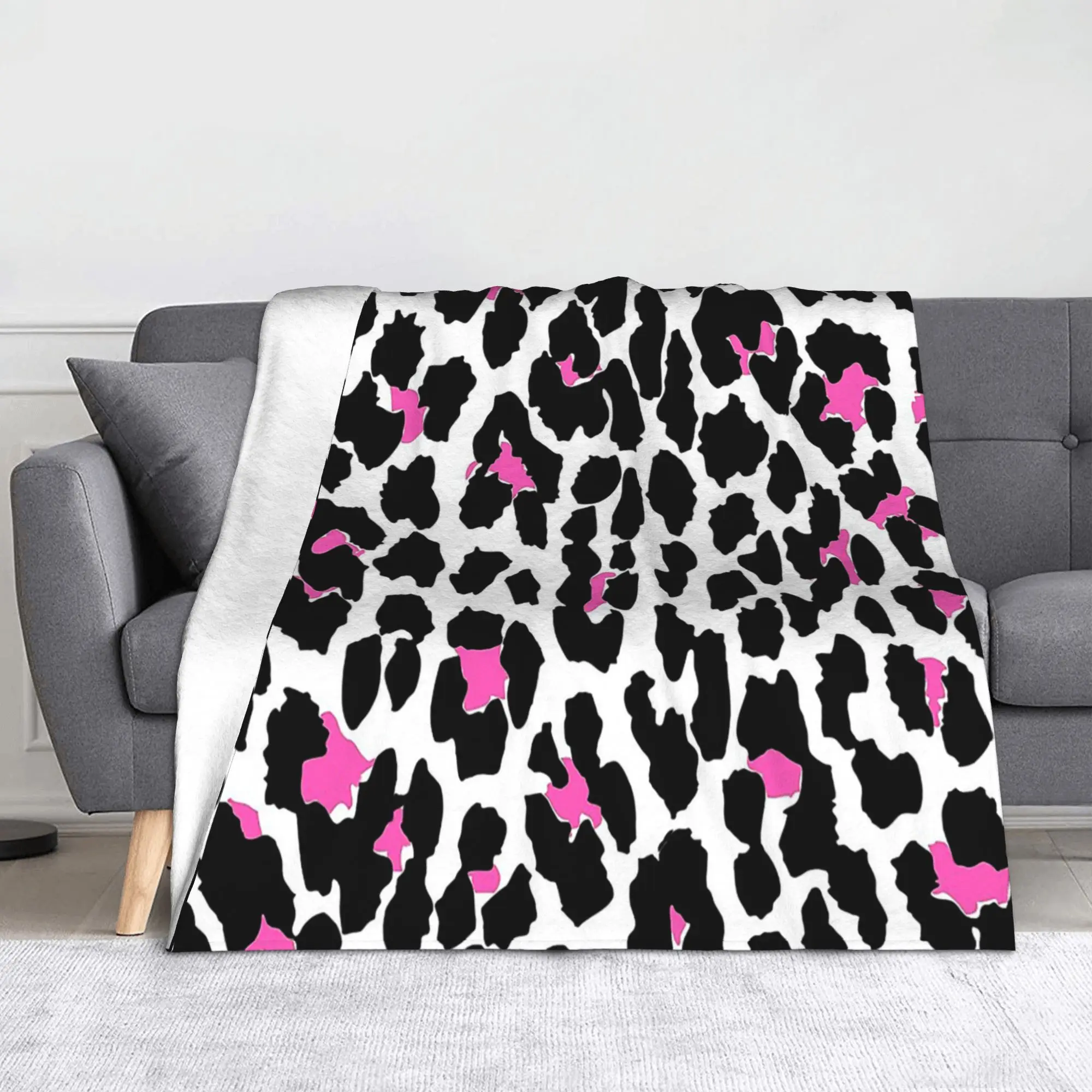 Leopard Print Blankets Flannel Decoration  Breathable Super Warm Throw Blanket for Sofa Couch Bedspreads