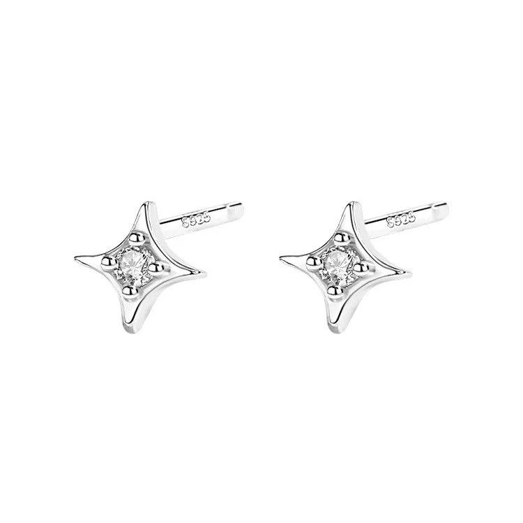 Silver Zircon Star Tiny Stud Earrings for Women Fine Jewelry Minimalist Ear Hole Care Accessories Gifts image 6