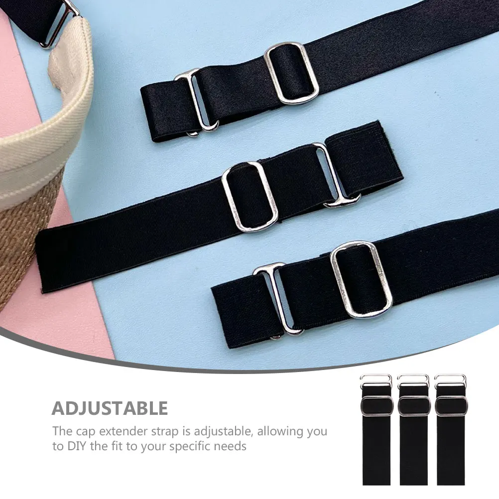 

3pcs 2 5CM Adjustable Hat Straps Replacement Cap Extender Black Silver Thickened Elastic Hat Accessory For Fishing