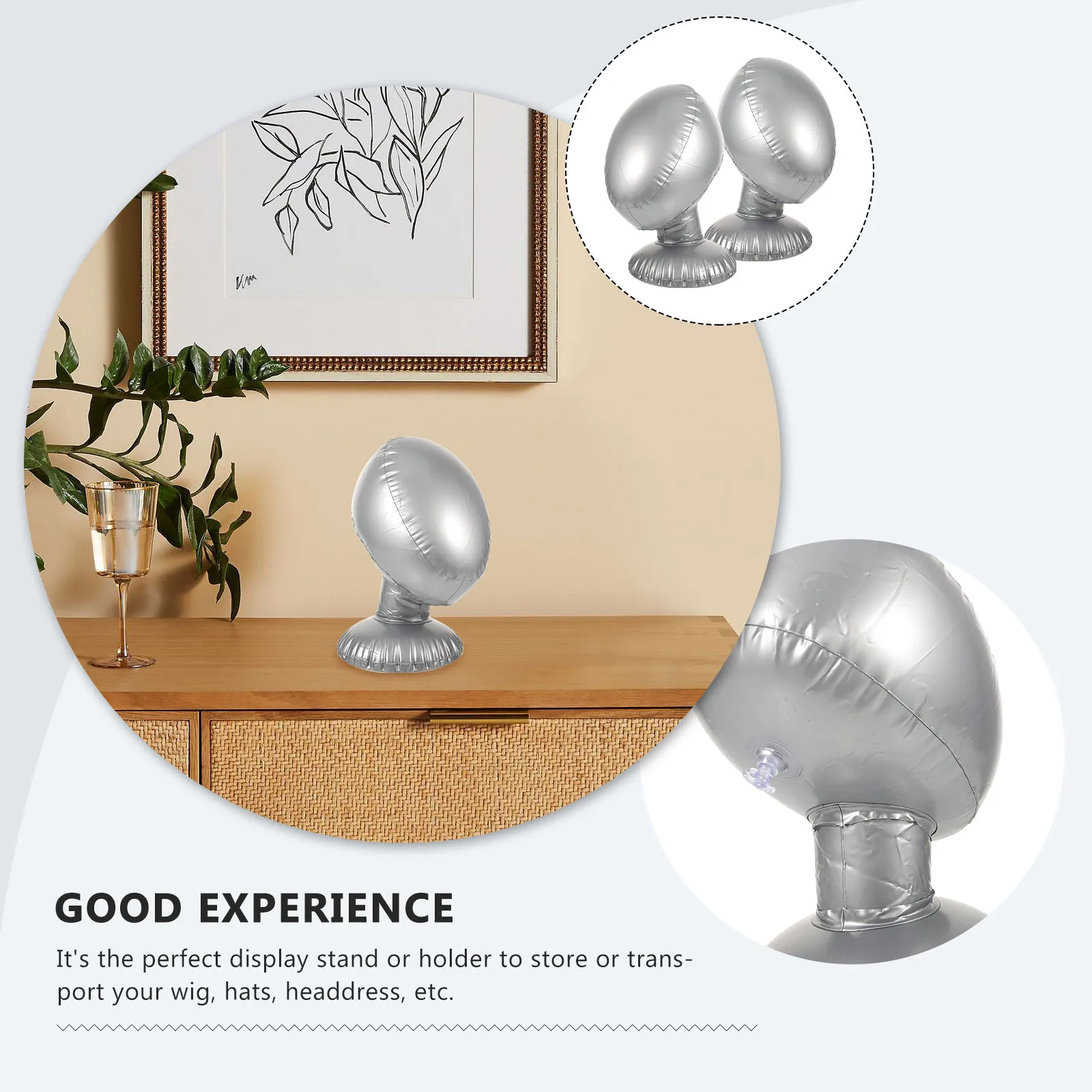 

PVC Mannequin Head Model Display Rack Stand Holder Inflatable Storage Travel Hair Styling Hat Organizer Sun Hat Mold
