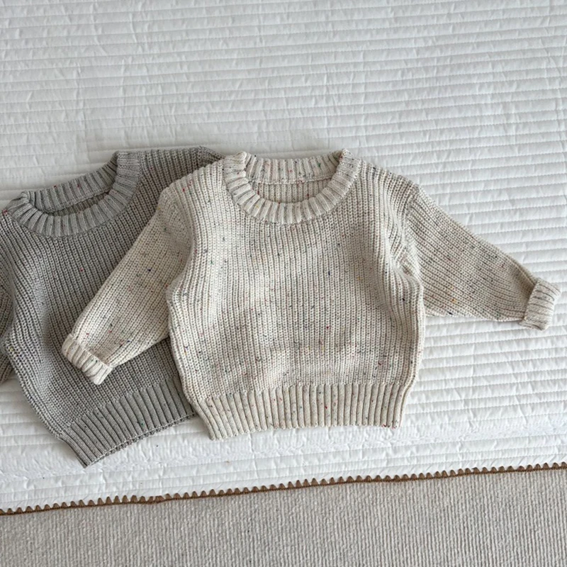 New Autumn Girls Sweater Kids Sweaters Chunky Knit Brief Spring Winter Sweaters Long Sleeve Boys Pullover Warm Knit Baby Clothes