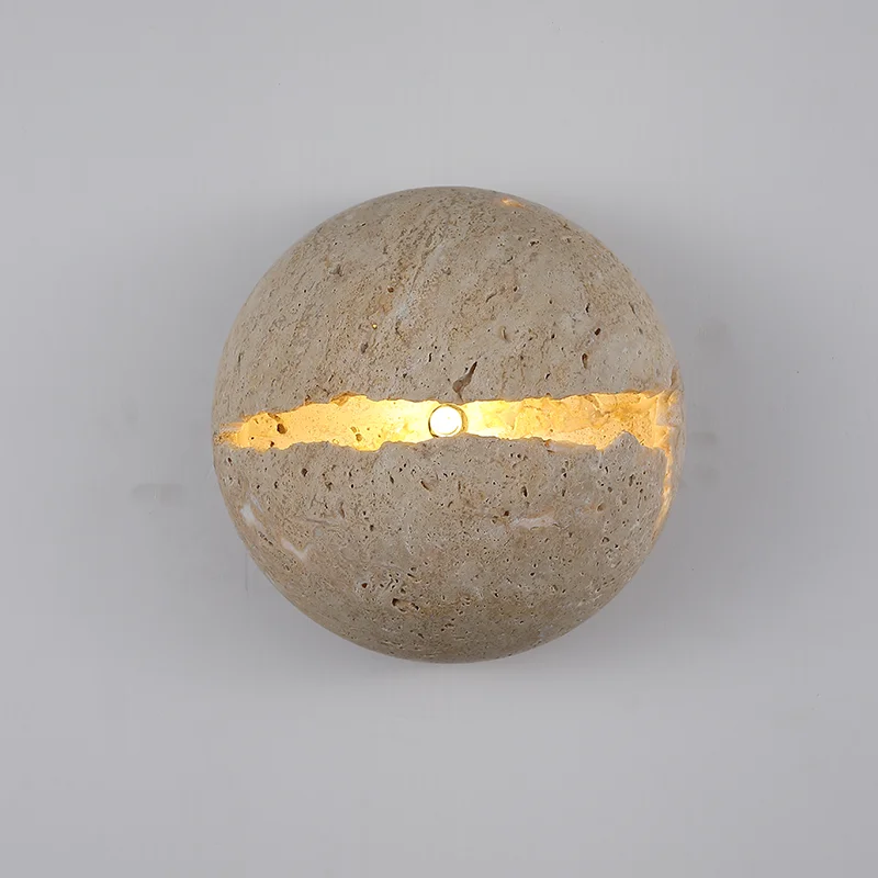 Retro globe wall lamp Natural Stone Art Retro Yellow Hole Stone Light Atmosphere Minimalist Living Room Bedroom hall way light