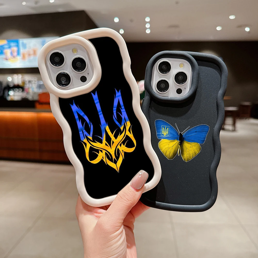 Macaron Big wave Soft Phone Case for Samsung A20S A21S J7 Pro S21 S20 S23 FE S22 S24 Ultra Cover SS155 Ukraine national emblem