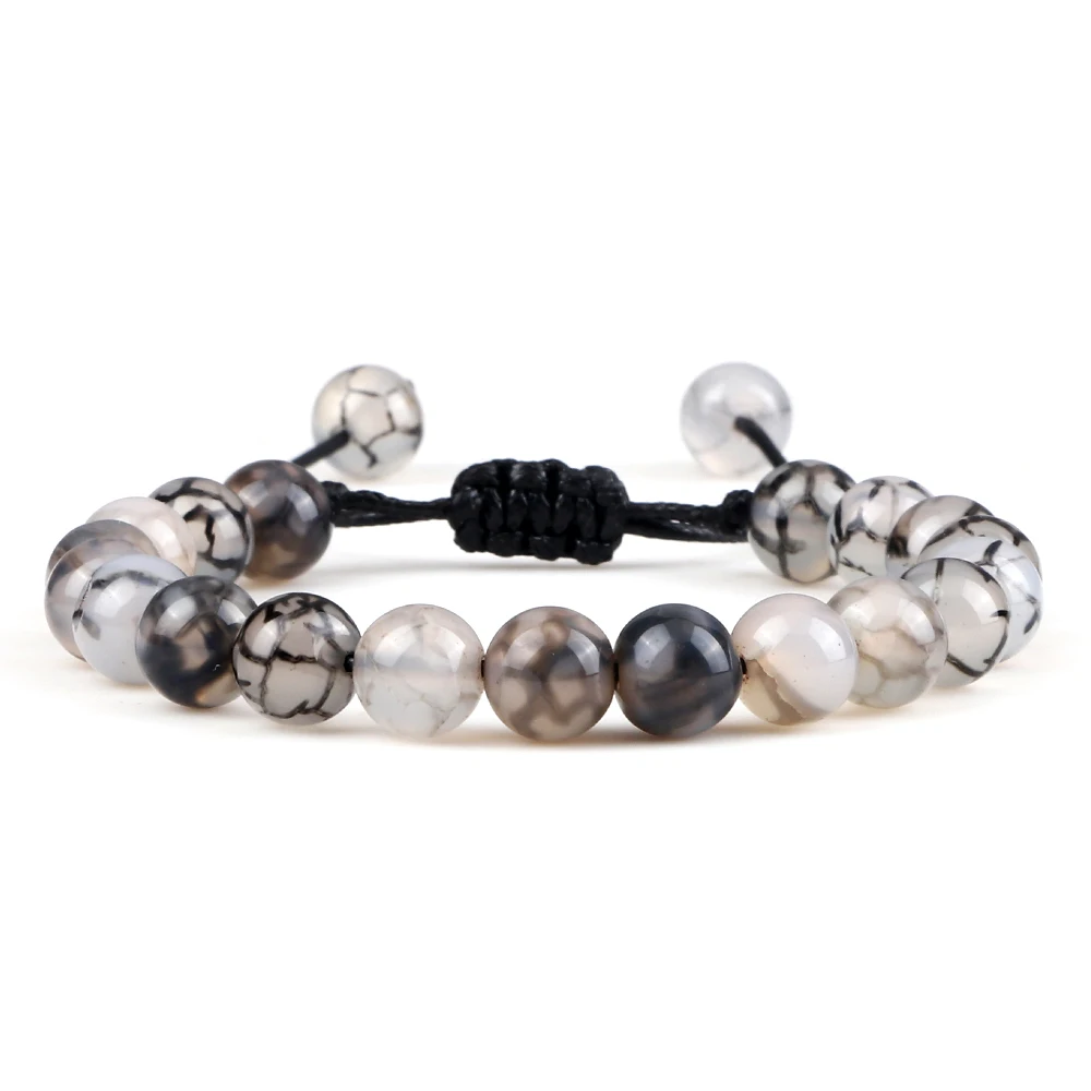 Adjustable Couples Bracelets with Black & White Beads