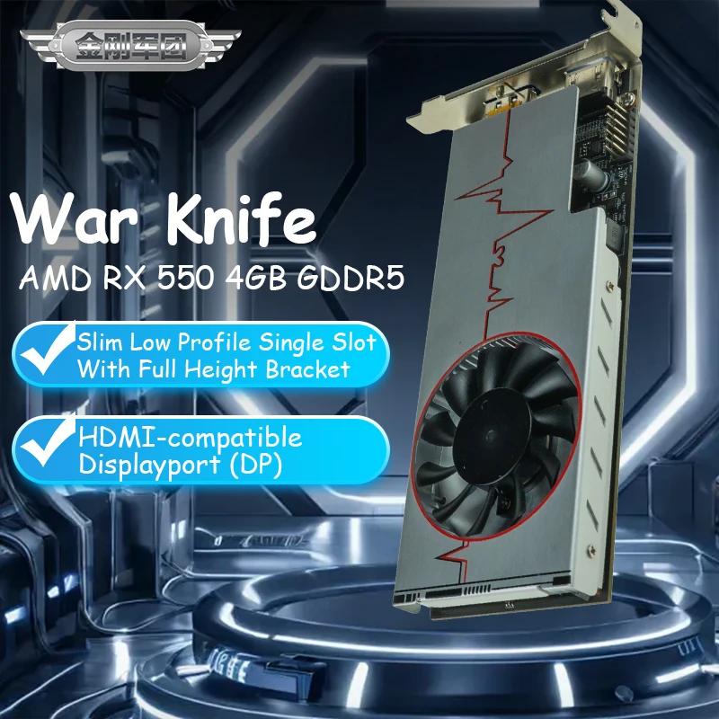 ASL AMD Radeon RX 550 4GB GDDR5 128Bit PCI-E 3.0 Low Profile Gaming Video Graphics Card HDMI-compatible DP For PC