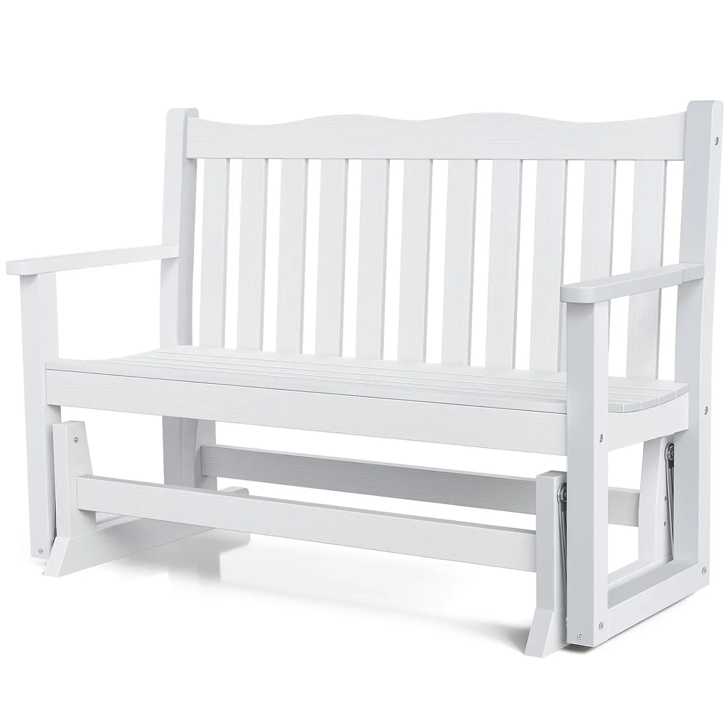 2 Person Outdoor Glider Bench, All-Weather Patio Glider with 800 lbs Weight Capacity, Never Fade or Rot Heavy Duty Garden Glider