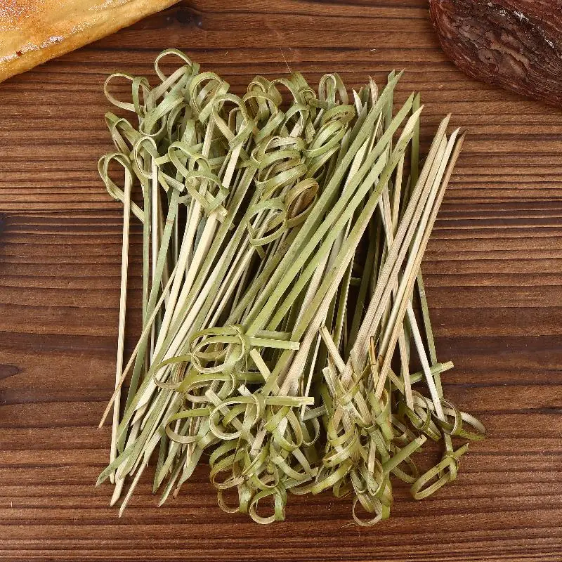 100/200pcs Disposable Bamboo Knot Skewers Cocktail Picks With Twisted Ends For Snacks Club Sandwiches Party Barbeque Forks
