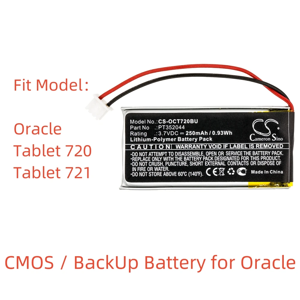 

Li-Polymer Battery for CMOS / BackUp.3.7V,250mAh,Tablet 720 Tablet 721 PT352044