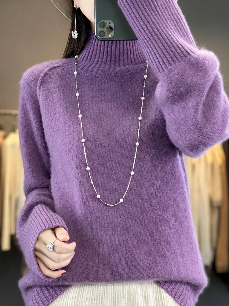 Women Turtleneck Sweater Autumn Winter Basic Pullovers 100% Merino Wool Solid Long Sleeve Cashmere Knitwear Female Clothing Tops