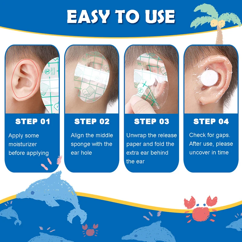 20Pcs Disposable Waterproof Baby Swimming Shower Ear Care Cover Ear Protection Stickers Earmuffs For Children