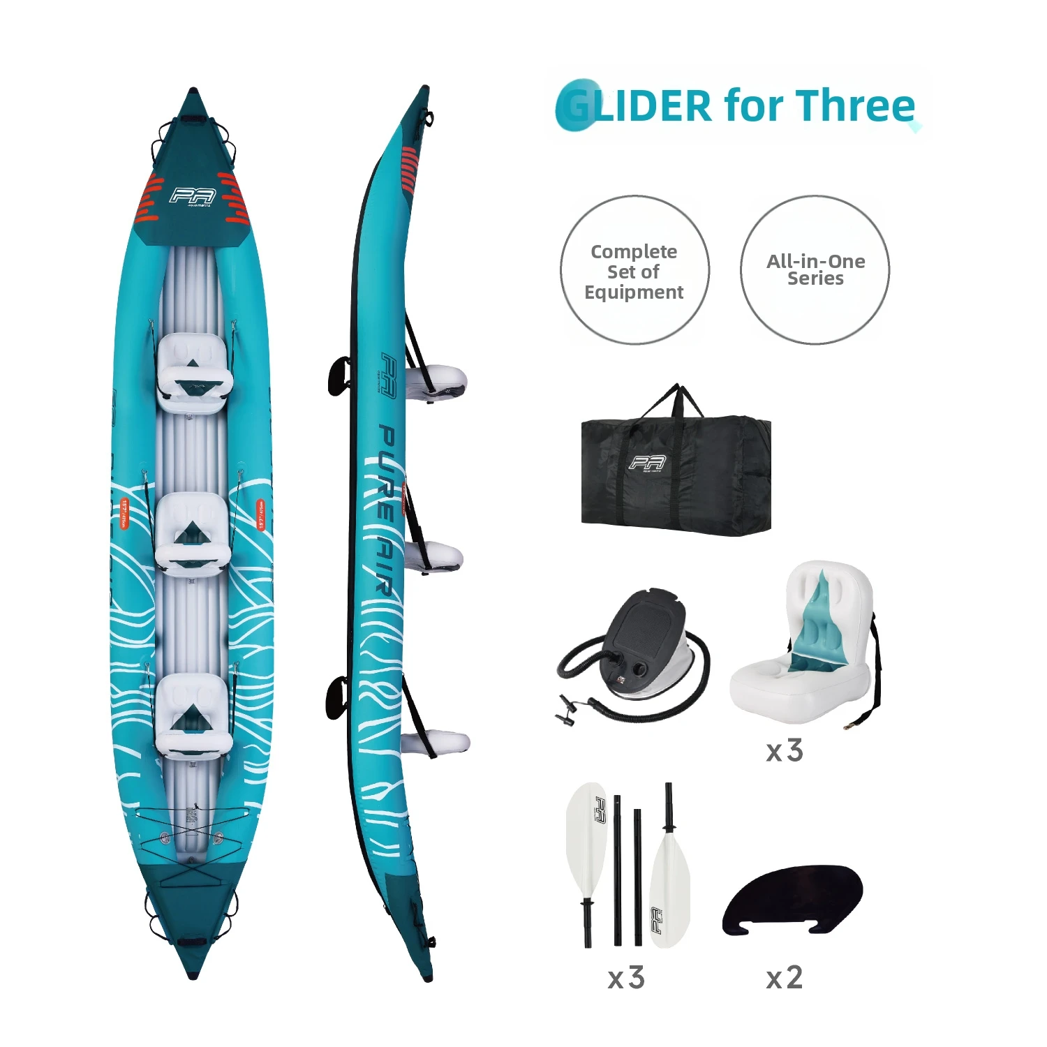 AQUA MARINA1 2 3 person inflatable boat sport kayak model GLIDER canoe pvc dinghy raft pump seat drop stitch floor laminated PVC