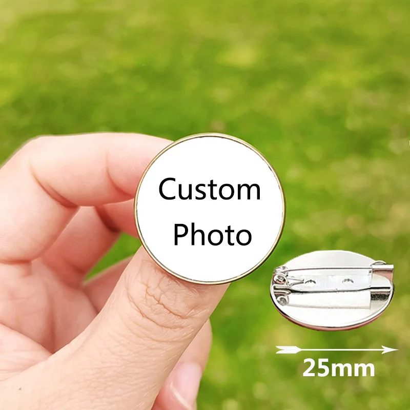 Custom National Flag Pin Badge Football Club Name Baby Singer Star Photo Medical Alert Personalized Glass Brooches for Men Women