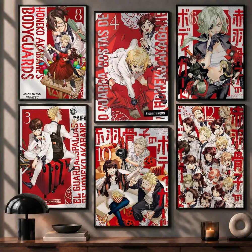 Must-have Comic Honeko Akabane's Bodyguards Poster No Glue Residue Self-Adhesive Art Poster Wall Decor for Bedroom Living Room