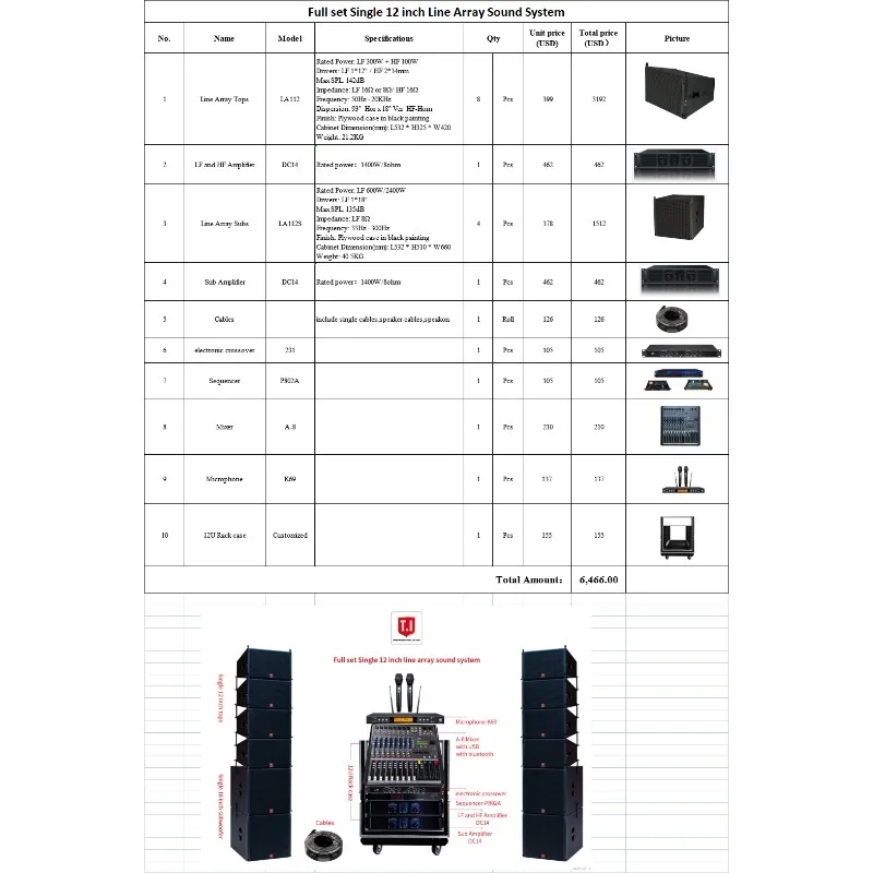 Single 12 Inch Powered Passive Mini Line Array Professional Sound for Church Stage