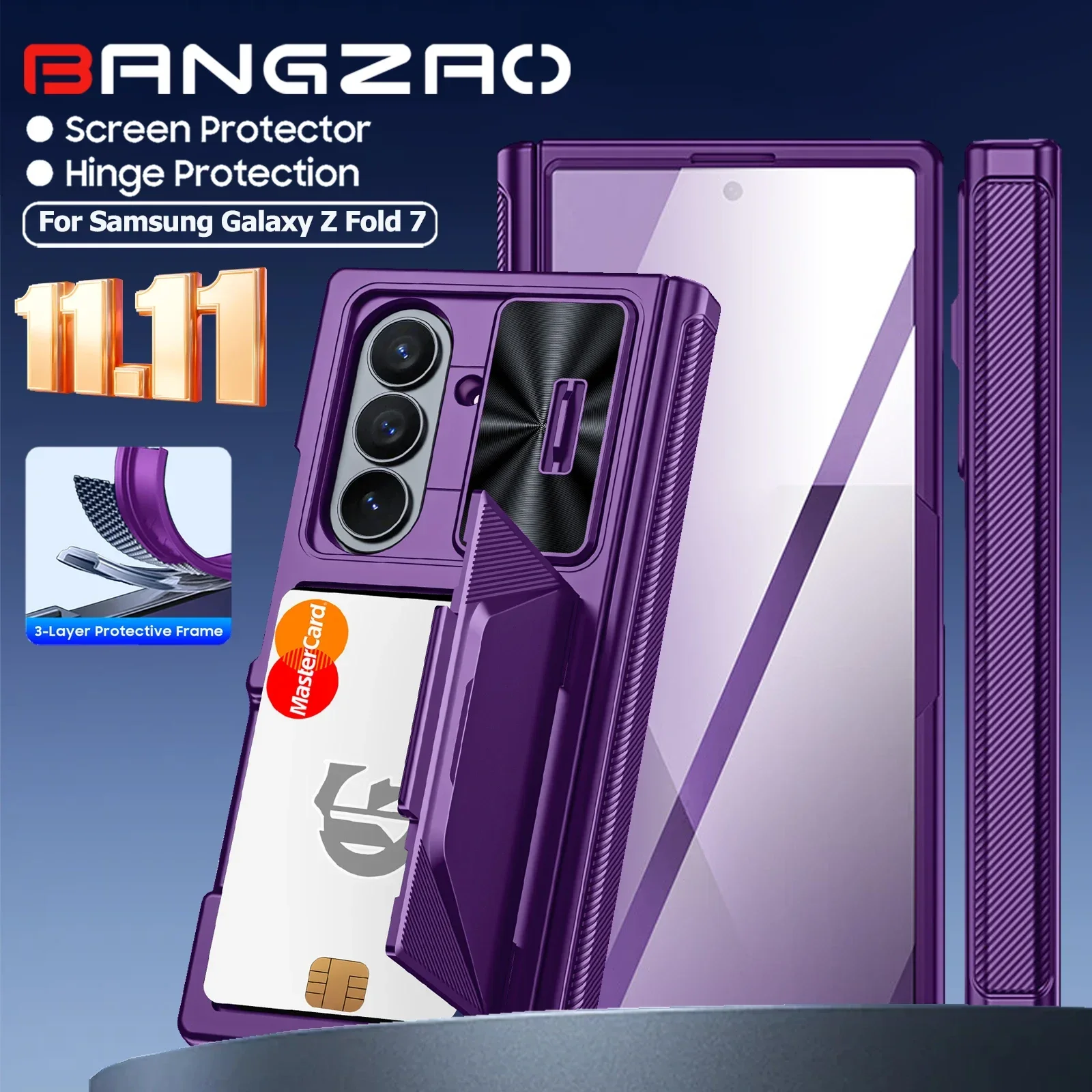 

Глобальный карнавальный фестиваль, чехол для Galaxy Z Fold 7, RFID-кошелек с держателем для карт, чехол для камеры, противоударный защитный чехол-фиолетовый