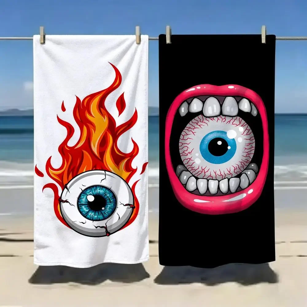Retro F-Flying Eyeball Towel Microfiber soft Beach Towel for Travel Fitness Sauna Bathing Camping