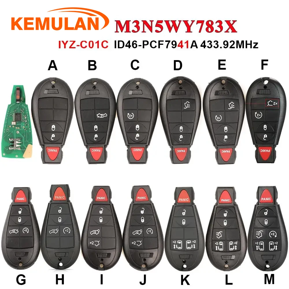 

Пульт дистанционного управления KEMULAN 433Mhz 7941 M3N5WY783X для Chrysler Town & Country, Jeep Grand Cherokee, Dodge Caravan, Journey IYZ-C01C