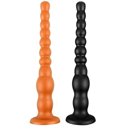 Overlength Liquid Silicone Round Beads Anal Plug Dildos Soft Anal Dilator Sex Toys for Stimulate Anus and Vagina Long Butt Plug