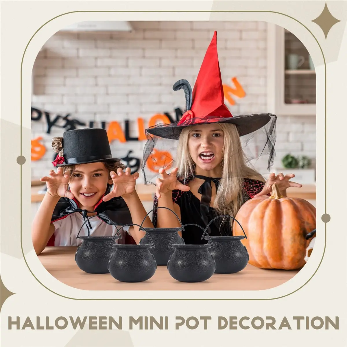 SUMMER SALE 12Pcs Mini Black Cauldron with Handle Halloween Mini Witch Cauldron Halloween Pot Candy Holder for Halloween