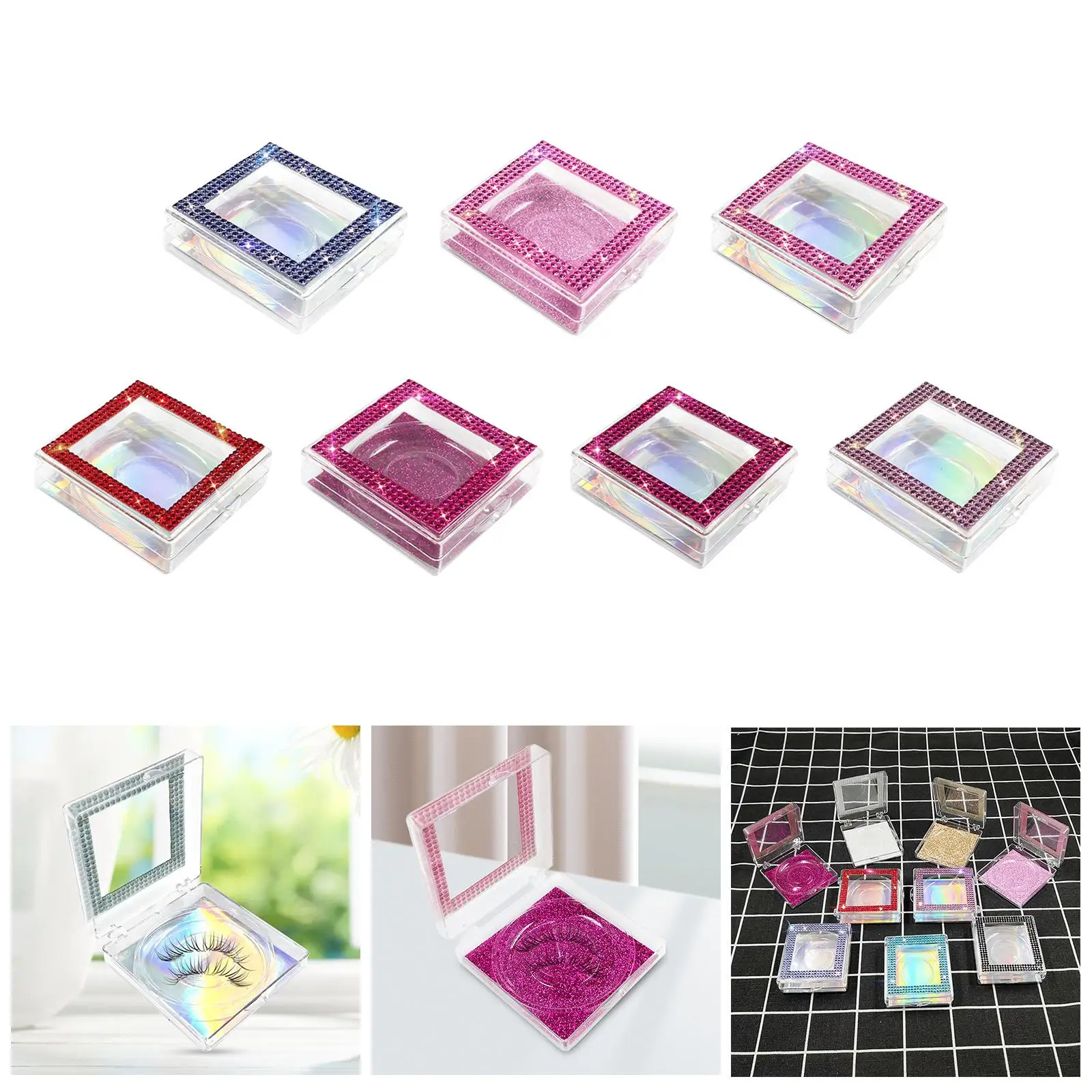 Empty 3D False Eyelashes Box Glitter Paper Lash Holder Case Cosmetics for Women