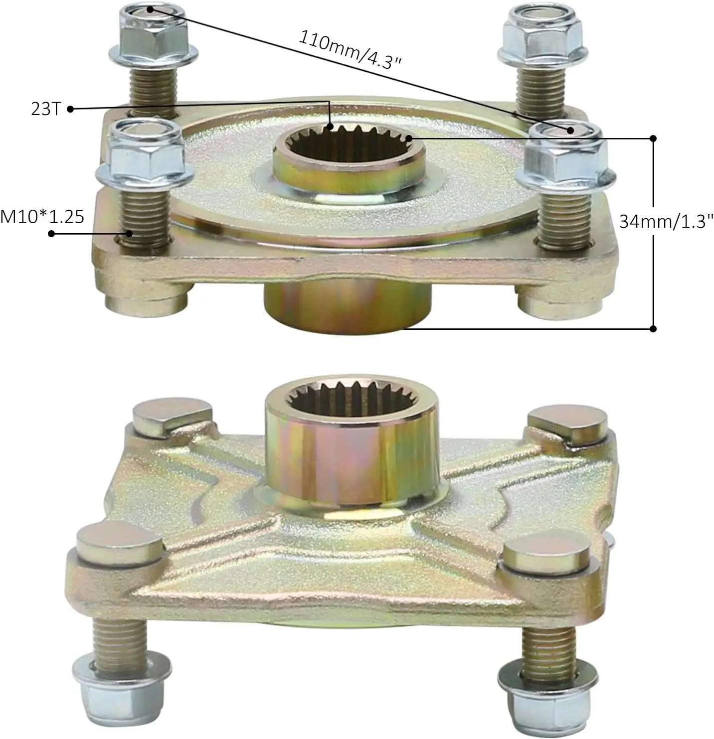 4 Stud Rear Axle Wheel Hubs 23T 110mm for ATV Quad Buggy Go Kart 110cc 125cc 150cc 200cc