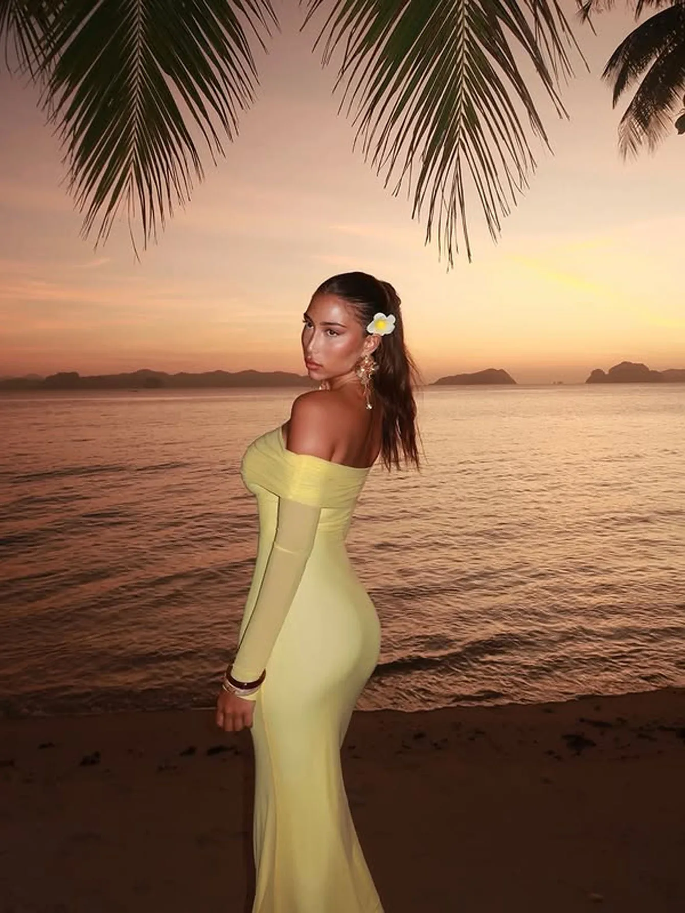 Robe de soirée pour femmes, épaules dénudées, manches transparentes, coupe ajustée, vison, style de rue, conte de fées, retour à l'école, invité de mariage, anniversaire