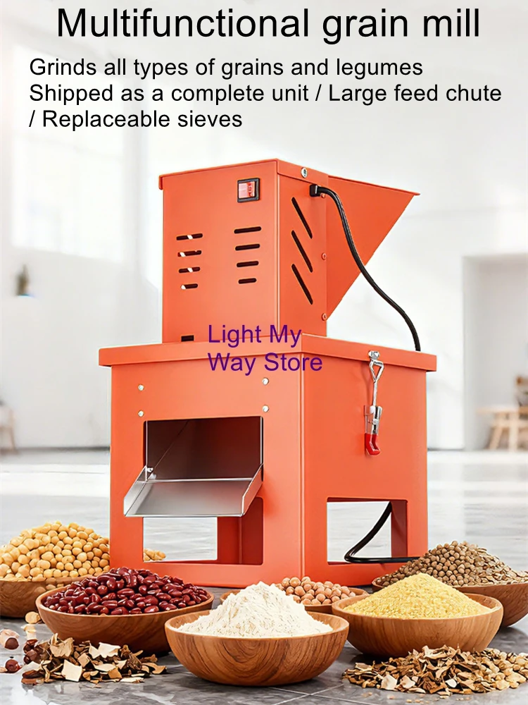Small Grain and Legume Grinder  Flour Mill for Home Use, Chicken and Duck Feed Grinder, Wheat and Corn Flour Mill