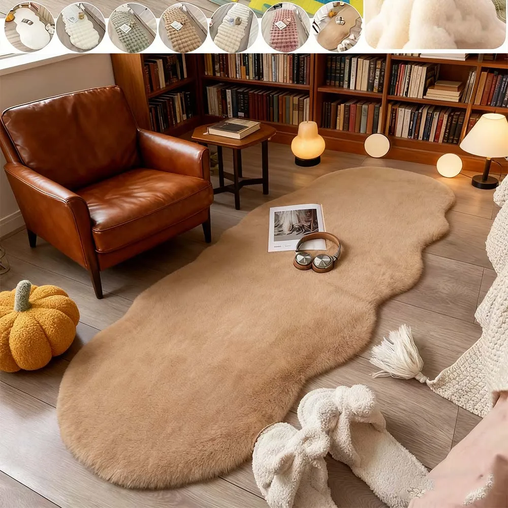 

1PC Winter Warm Fluffy Plush Carpet Irregular Shape Rugs for Bedroom Living Room Balcony Soft Girl Room Home Decor 러그 카페트 Dywan