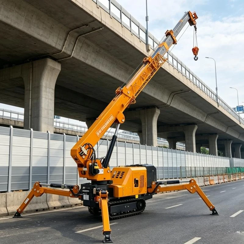 Dual Speed Hoist and Micro Steering Control 1-8Ton Compact Spider Crane for Precision Placement Tasks