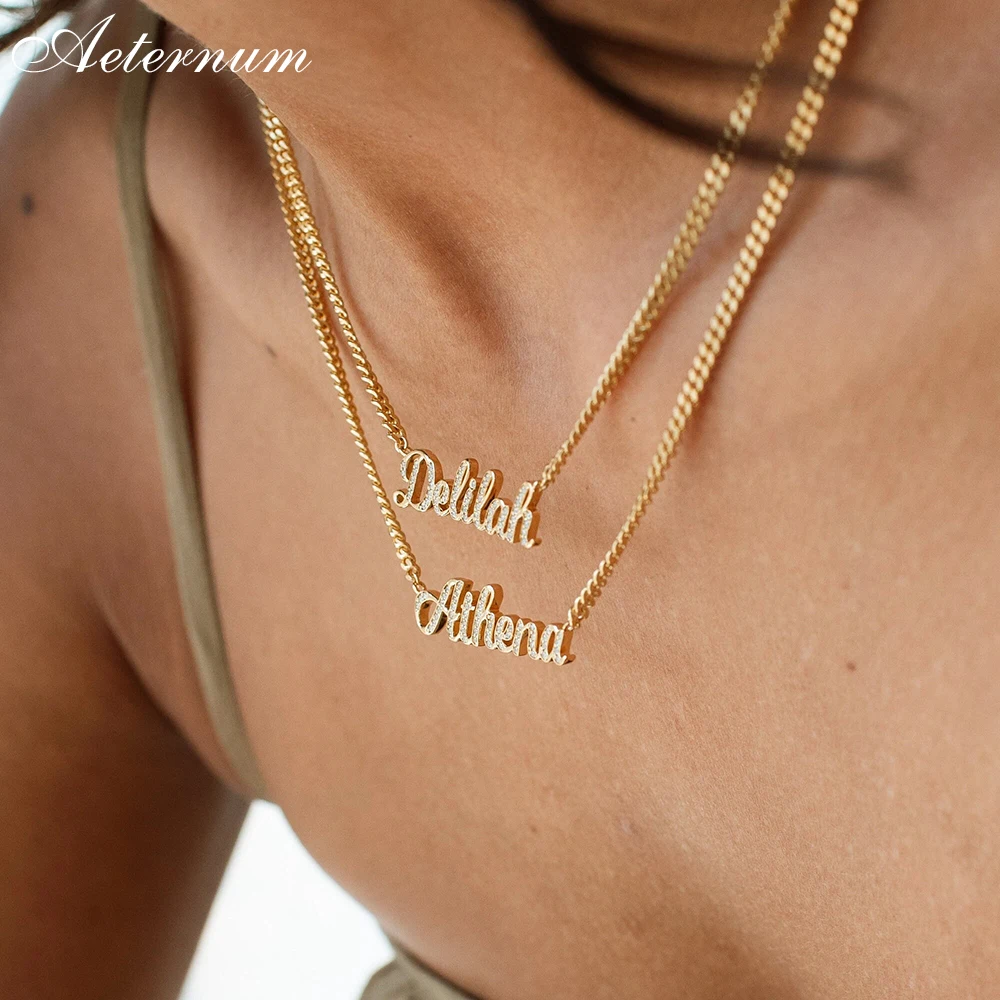 สร้อยคอชื่อสั่งทำสำหรับผู้หญิง พร้อมจี้เพทายสแตนเลส เครื่องประดับเพชรคุณภาพดี ของขวัญวันหยุด