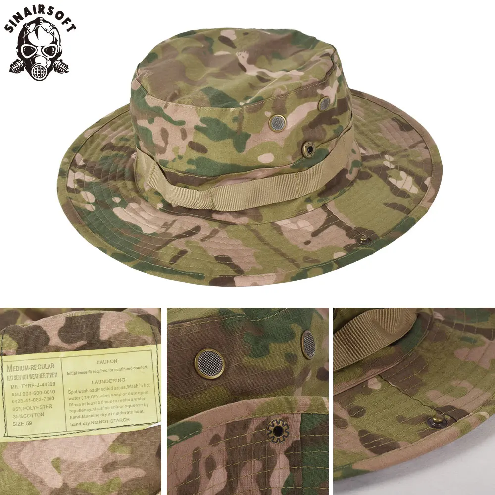 SINAIRSOFT Camouflage Tactical Cap Boonie Hat Caps Camo Men Outdoor Sports Sun Bucket Cap Fishing Hiking Hunting Hats