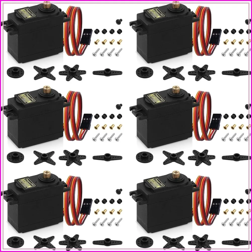 6pcs MG995 55G Micro Servo Motor Metal Geared Motor Kit for RC Car Robot Helicopter, Mini Servos for Arduino Project