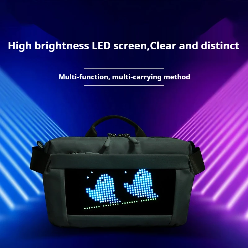 Sac à dos LED bricolage intelligent créatif mode sport taille sac poitrine sac bandoulière LED étanche sac à la mode