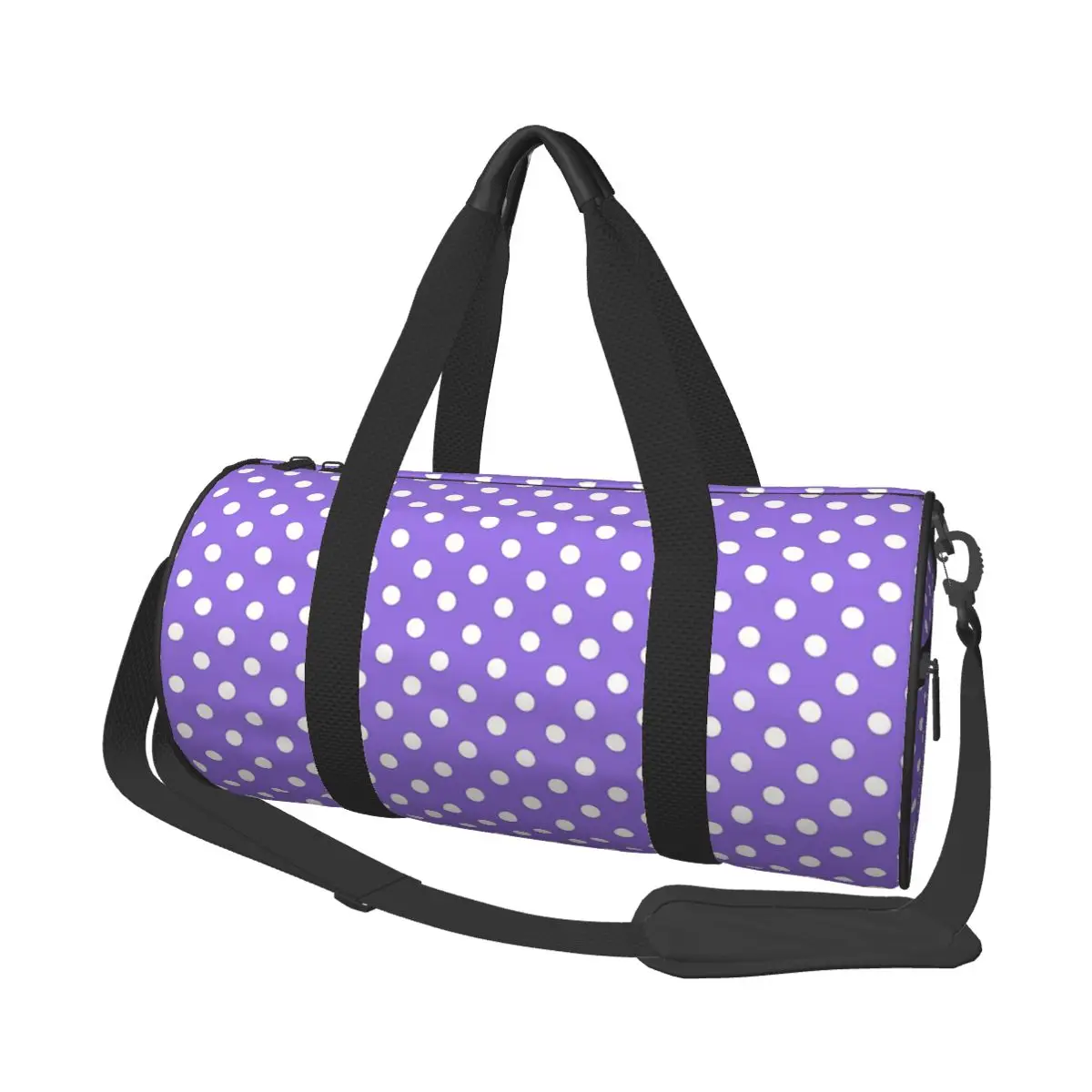 

White Polka Dots Over Purple Large Duffle Gym Bag Multi-Functional Duffle Travel Bags Handbags Fitness bag