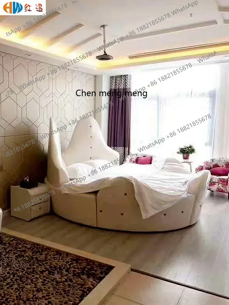 s8617Round Water Bed Bed & Breakfast Furniture Light Luxury Hotel Electric Bed Boutique Hotel Modern Double Theme Apartment Coup