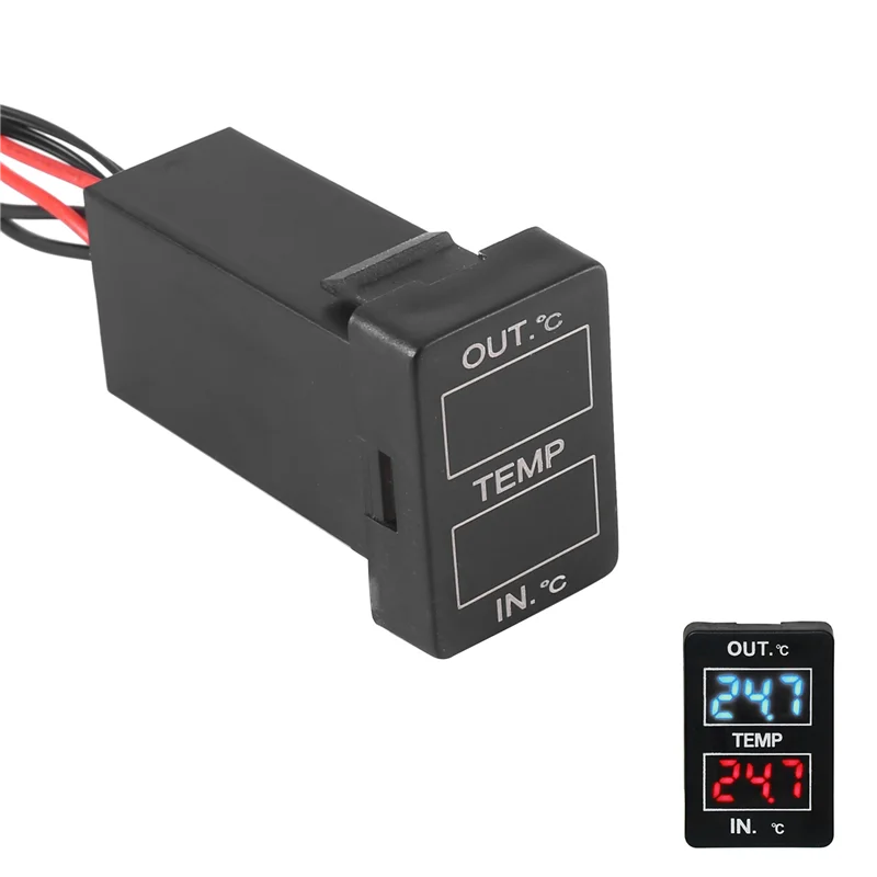 -Sensor de temperatura Dual con pantalla de temperatura Interior y Exterior de coche ABS para Toyota Camry Corolla Yaris RAV4 33X22,5 Mm
