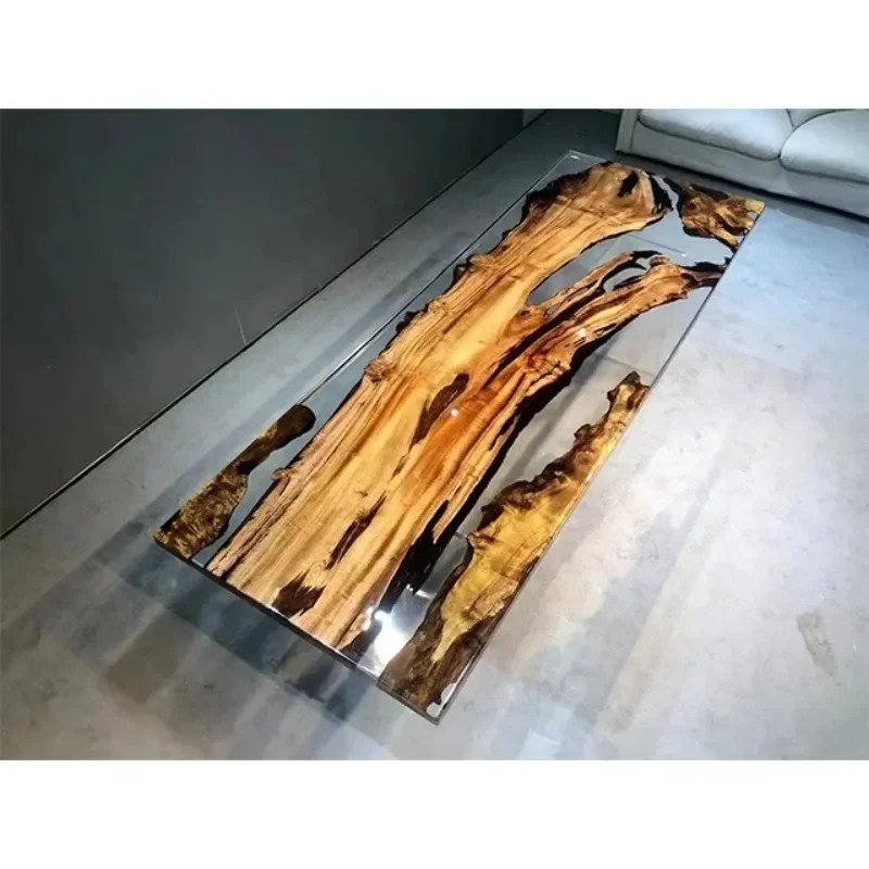 resin solid wood clear river dining table restaurant hotel use epoxy resin table top