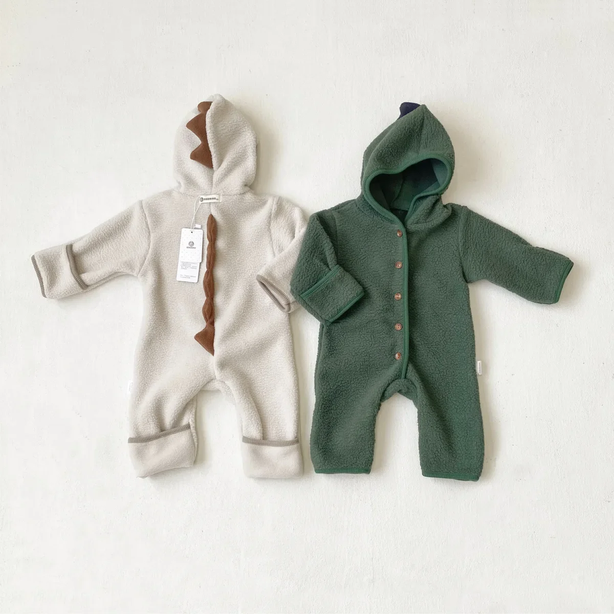 0-24M Newborn Boy Girl Dinosaur Baby Romper Winter Clothes Long Sleeve Hooded Jumpsuit Cute Sweet Outfit
