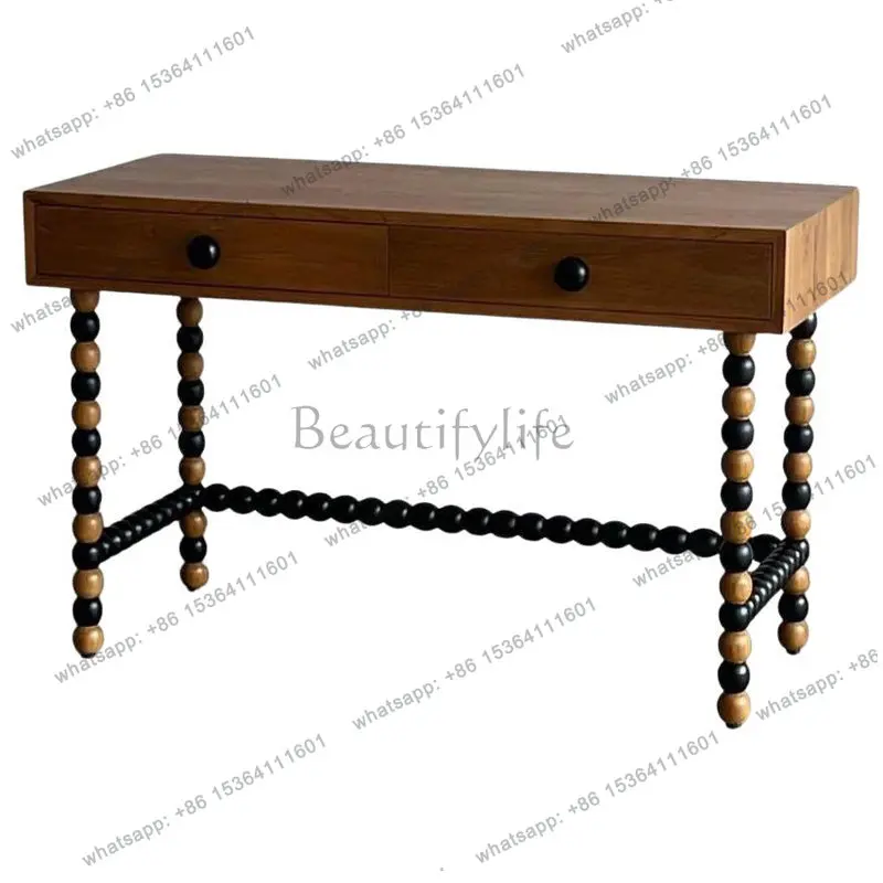 

American country solid wood desk writing desk French retro foyer entrance table