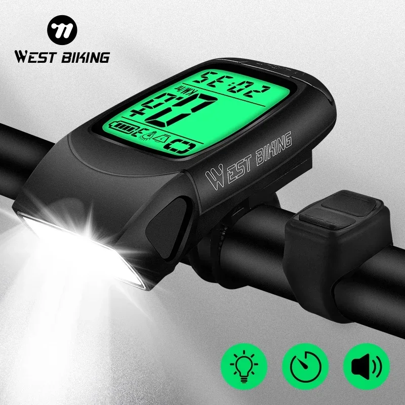 

3 In 1 Wireless Bicycle Computer LED Light Horn Versatile Bike Headlight Waterproof Speedometer Cycling Equipment
