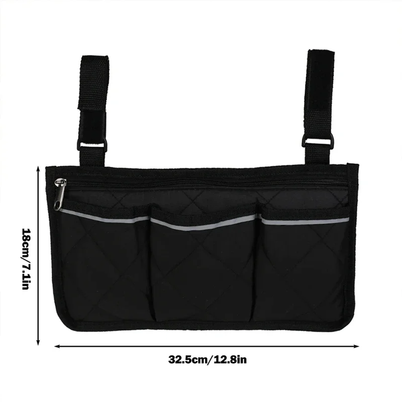 1Pc Wheelchair Bag Waterproof Pouch Secure Reflective Strip Large Capacity Walker Storage Multifunctional Black Blue Red