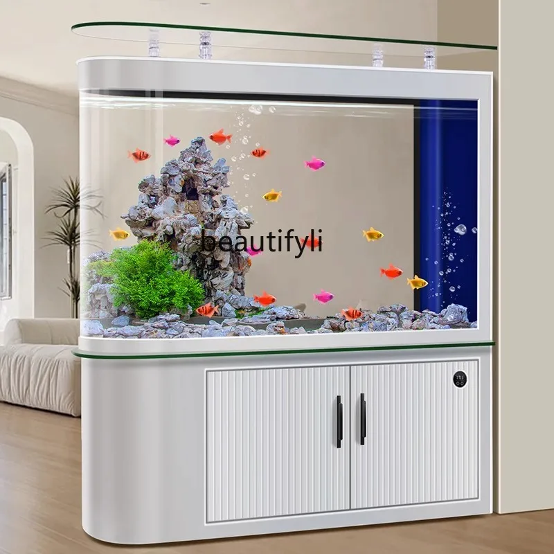 

Screen fish tank living room large 2024 new entrance household light luxury intelligent bottom filter water-free box